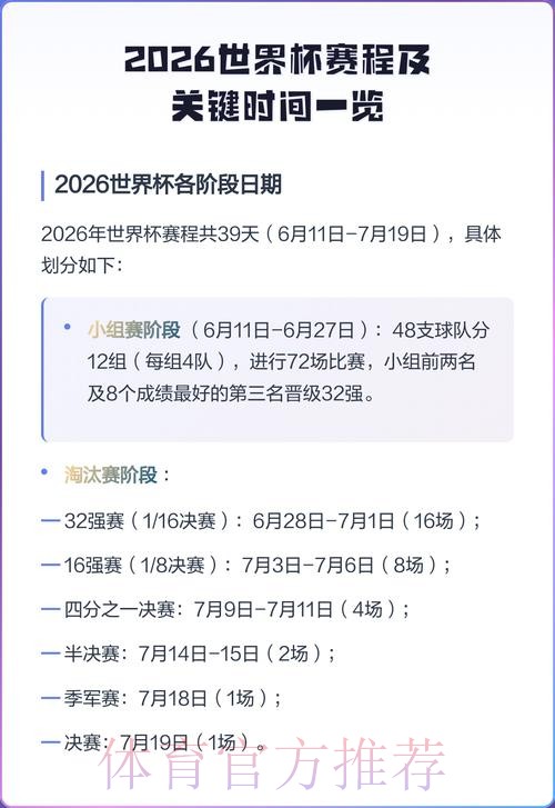 2026世界杯赛程一览 2026世界杯赛程一览